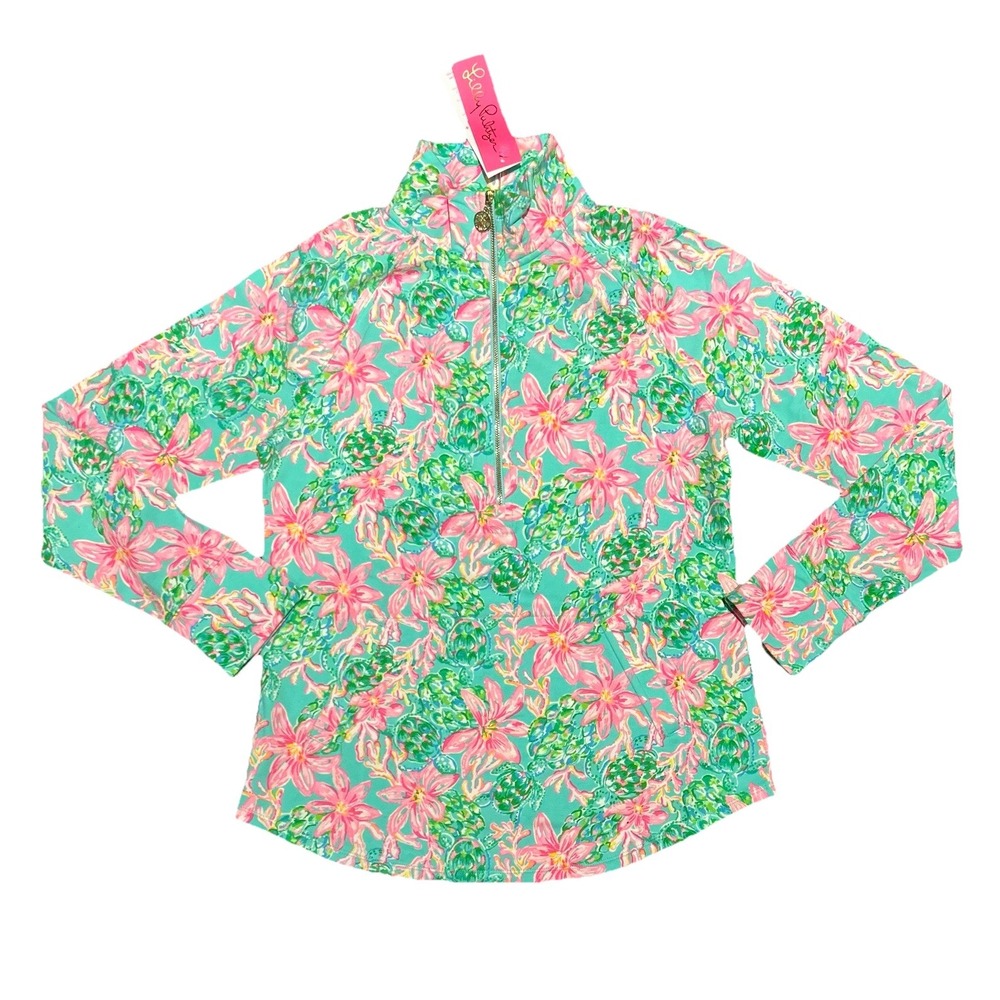 Lilly Pulitzer NWT UPF 50+ Skipper Popover So Shellegant Sz Small 1/4 Zip - Picture 1 of 6